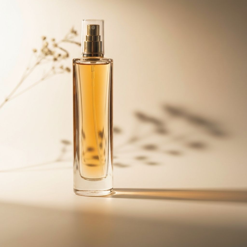 Artisanal perfume bottle with botanicals